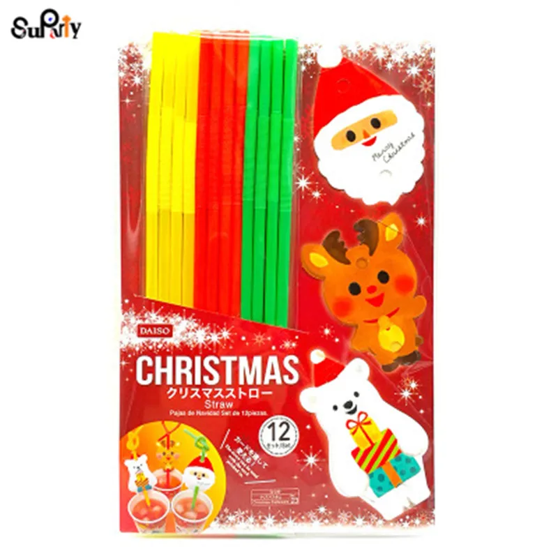 120pcs Santa Claus Straws Christmas Party Paper Festive for Kids Reindeer Tableware Father | Дом и сад