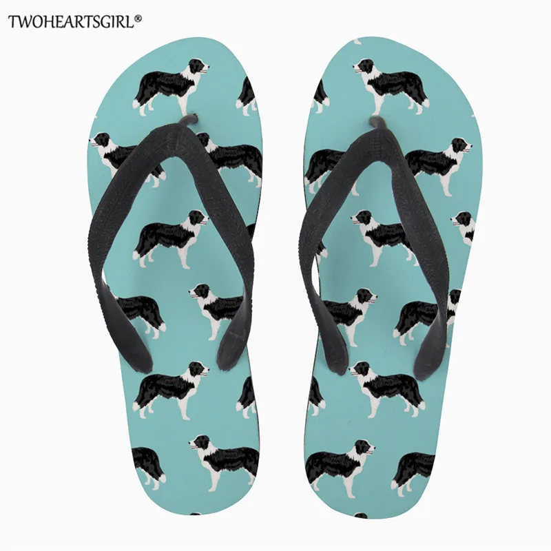 

Женские пляжные шлепанцы twoheart sgirl, сандалии с принтом колли, модные тапочки для дома и улицы, летние Тапочки