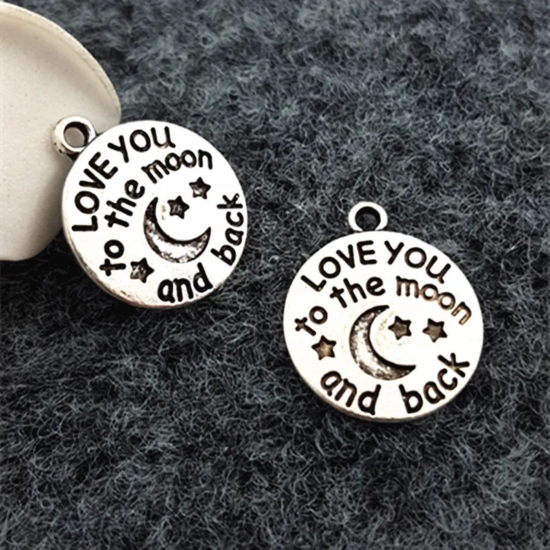 20 шт./лот 18 мм ювелирные аксессуары древняя серебряная надпись love you to the moon и back