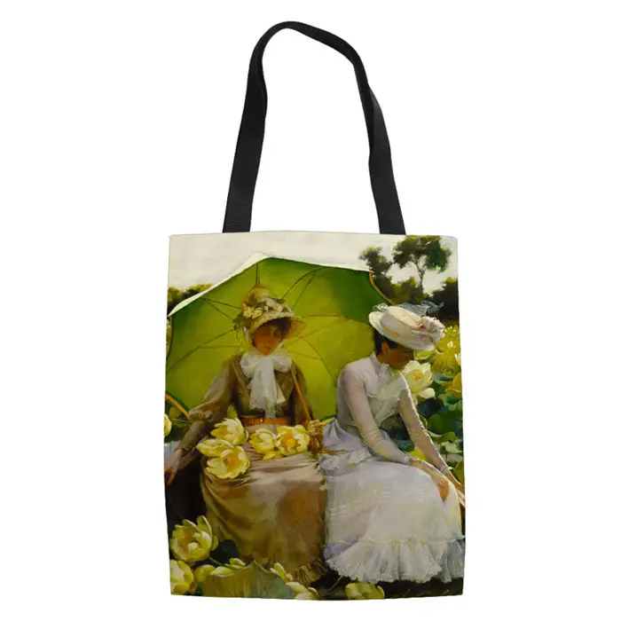 as pictures THIKIN Mona Lisa Smile известные окрашенные сумки для покупок дорожные сумки многоразовые сумки женские складные сумки для девочек Olils Наплечная тканевая сумка - Цвет: as pictures