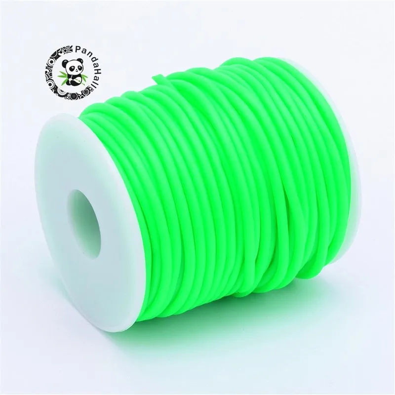 Lime Pandahall, 2 мм, 3 мм, 4 мм, полый трубчатый резиновый шнур с отверстием 1 мм/1,5 мм/2 мм, цельный резиновый трубчатый шнур с пластиковой катушкой F80 - Цвет: Lime