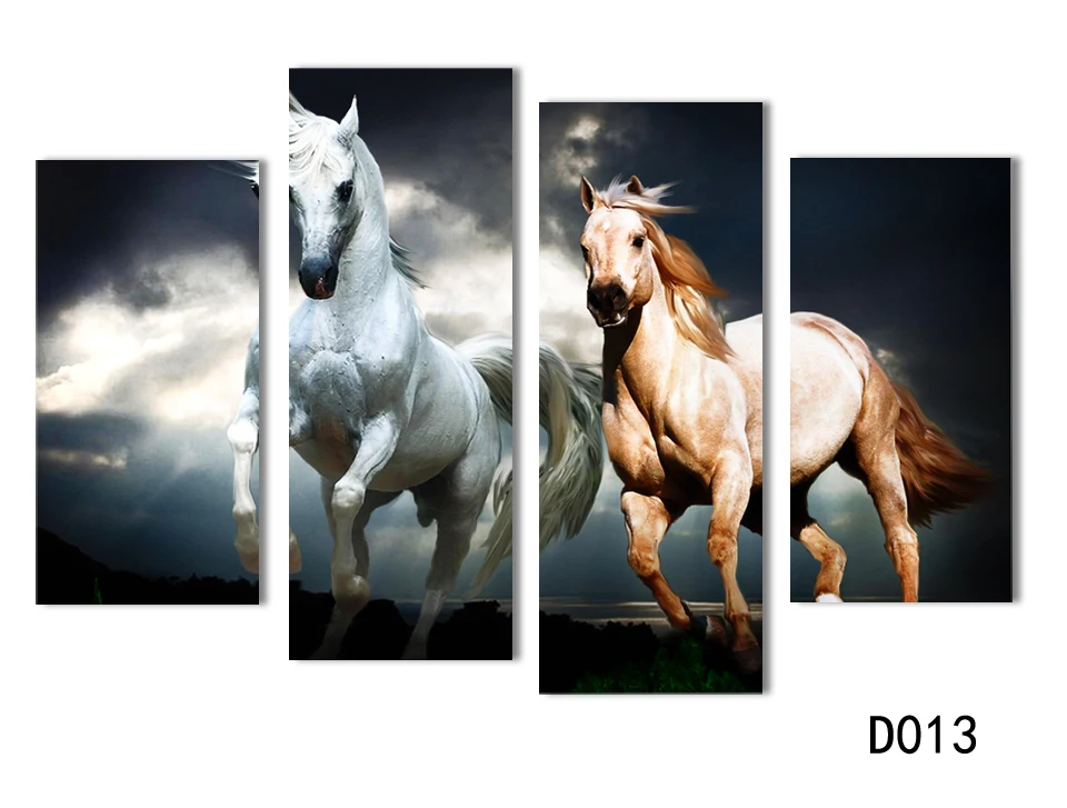 

4 Ppcs Horse Painting Canvas Wall Art Picture Home Decoration Living Room Canvas Print Modern Painting--Large Canvas