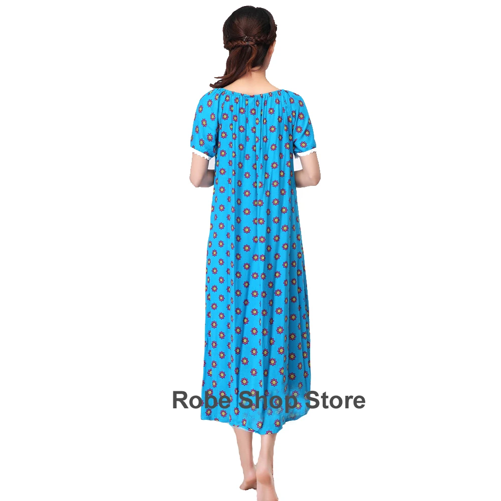 Женская Длинная Ночная сорочка из 100% хлопка с коротким рукавом|long nightgown|long nightgowns