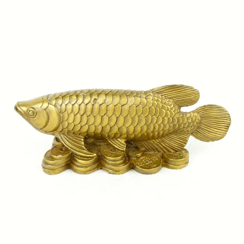 wholesale factory China brass copper Feng Shui carved lucky Carp fish Sculpture Statue