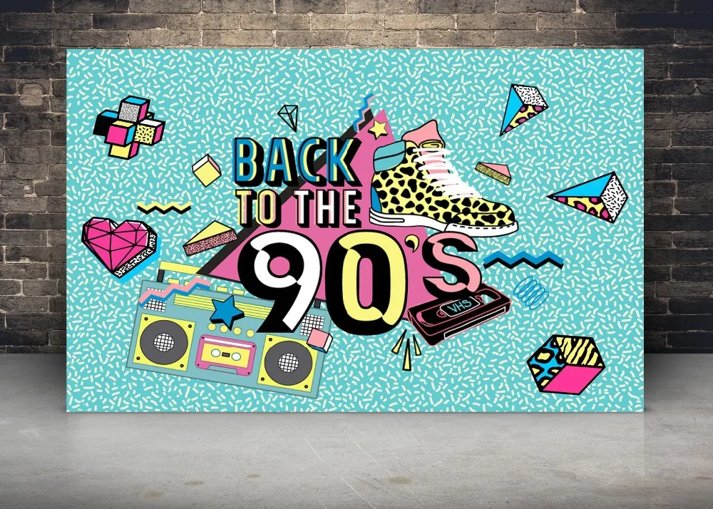 DePhoto Vinyl Photographic Background Back to the 90s Hip-Hop Backdrop Party Themed Decoration for Photography Studio | Электроника