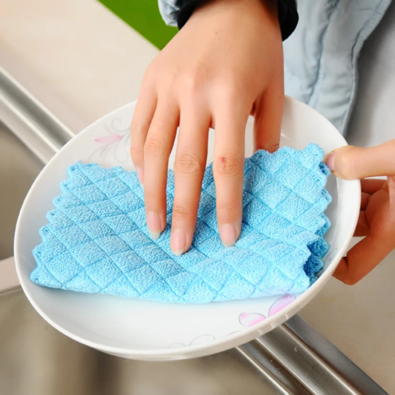 

19 * 16cm Superfine bamboo fiber High Efficient nonstick oil decontamination Dish Cloth Wiping Rags for square kitchen