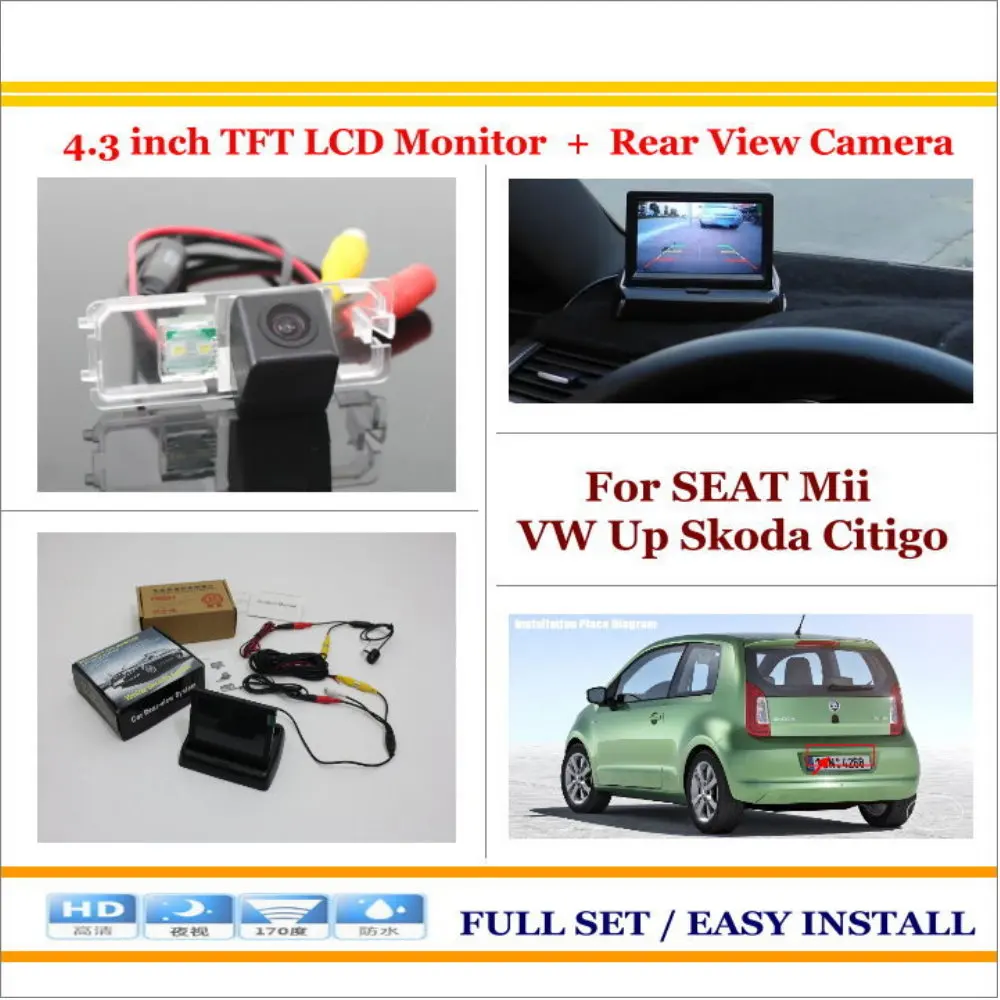 Liislee для SEAT Mii VW Up Skoda Citigo-4," TFT ЖК-монитор+ Автомобильная камера заднего вида = 2 в 1 автомобильная парковочная система