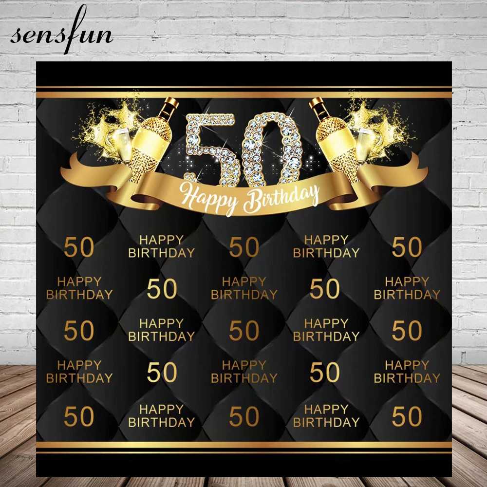 Sensfun диаманта Bling Счастливый 50 День рождения фон хороший текст черный для