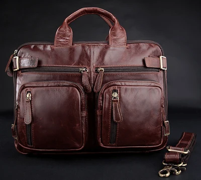 Free Shipping Vintage Leather Men's Briefcase Trendy Shoulder Bag Messenger Bag