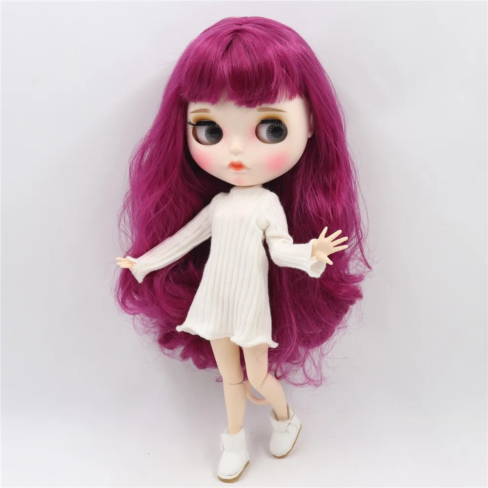 Ледяная кукла DBS Blyth 1/6 bjd белая кожа сужение тела фиолетовые волосы новое матовое