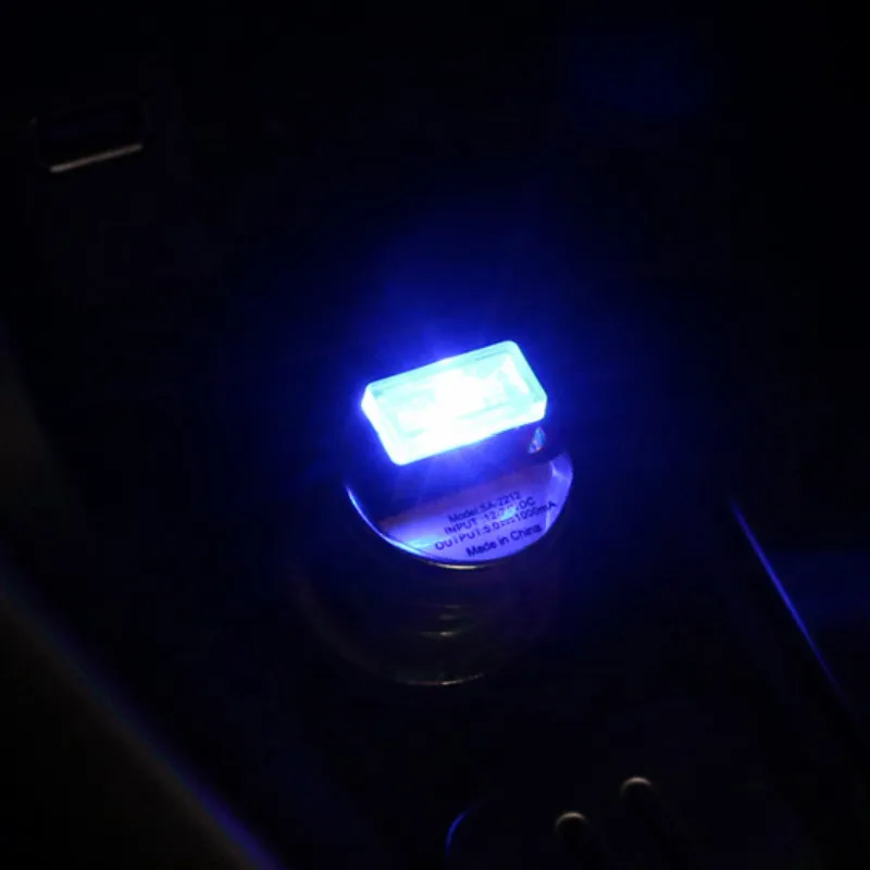 JURUS 10 шт. мини-usb, лампа светодиодный моделирование окружающего света автомобиля неоновое Внутреннее освещение Plug And Play красный/синий/белый автомобильный Стайлинг