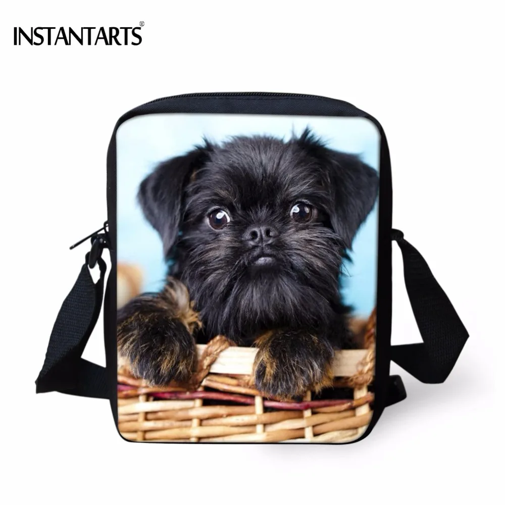 

INSTANTARTS Funny Pattern Preschool Kids Satchels Cute 3D Brussels Griffon Dog/Puppy Print Mini School Bags Child Messenger Bags