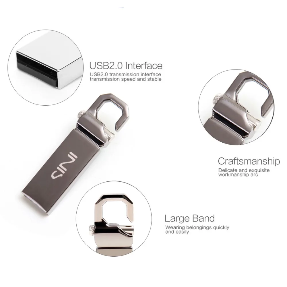 SINI металлическая USB Флешка 32 Гб usb флешка 4 ГБ 8 16 2 0 ручка deive 64 Водонепроницаемая 128