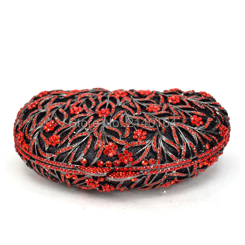 Ручная работа металлический красный кристалл горный хрусталь вечерний черный