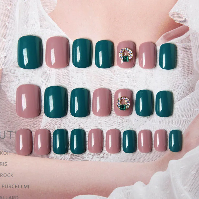 Леди 24 шт./компл. Корейский простой стиль прыжок цвет полное покрытие короткие