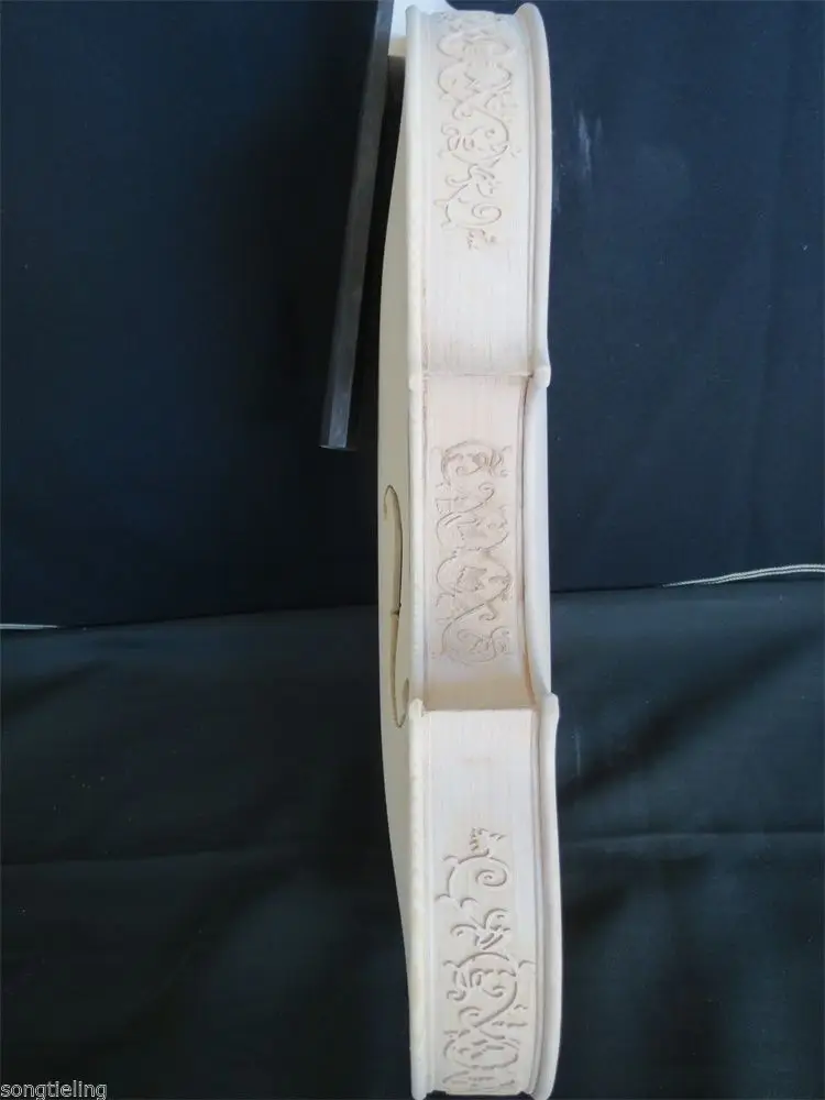 Фото Незаконченная скрипка в стиле Strad 4/4, инкрустированная верхняя часть и спина, резная ребра и шея. # 10537 №5