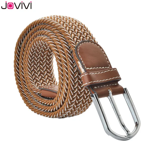 Jovivi последний стиль 1 шт. повседневные мужские и женские тканевые Плетеный растягивающийся ремень с пряжкой эластичный пояс для гольфа подарок на день рождения - Цвет: 1x Mix Color1 106cm
