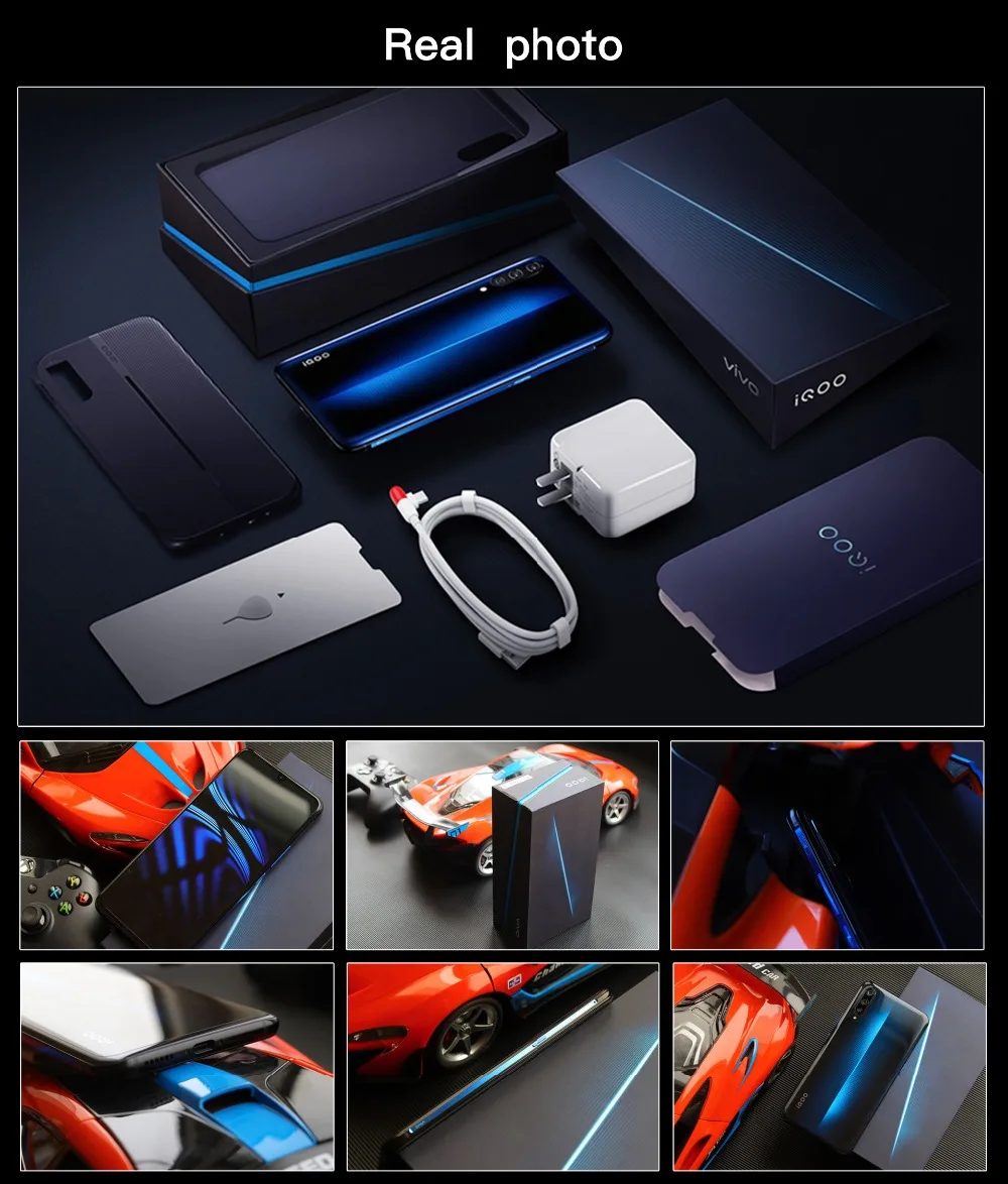 Vivo IQOO 4G LTE мобильный телефон Snapdragon 855 Android 9,0 6,4" FHD 2340X1080 8 Гб ram 128 ГБ rom отпечаток пальца NFC Face ID