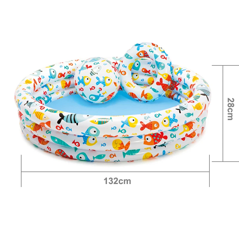 Надувной складной плавательный бассейн с кольцом для плавания пляжный мяч