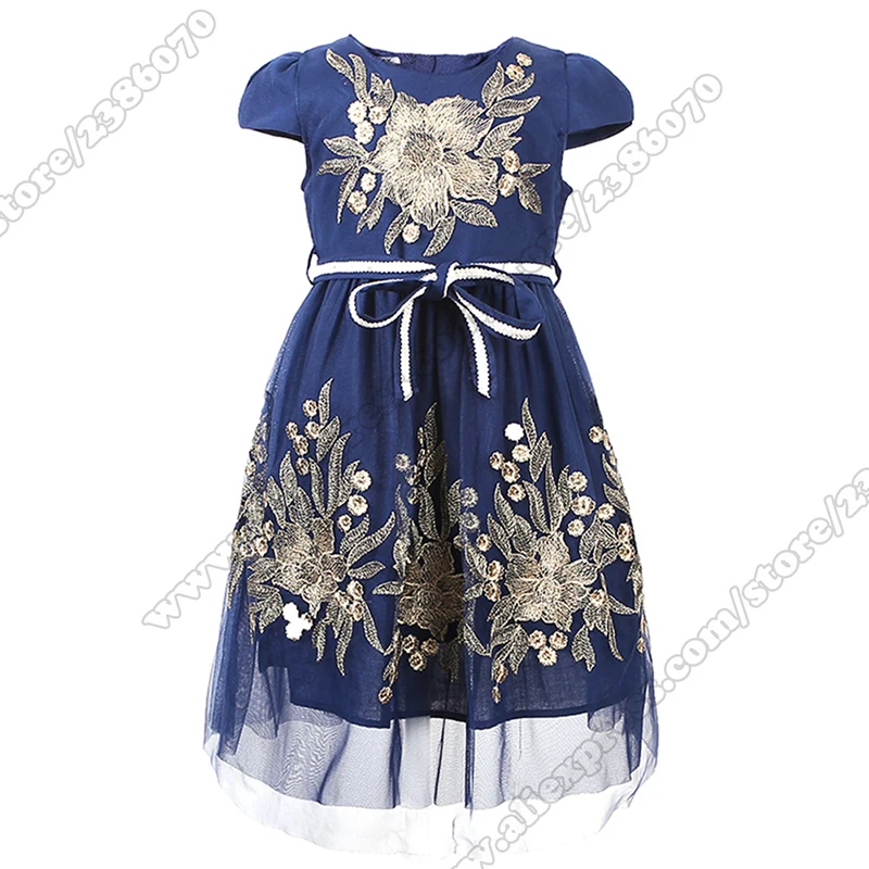 

Bongawan Baby Girl Dress 2018 Summer Children Floral Embroidery Girls Dresses Kids Princess Bowknot Wedding Party Dress 2-8 Y