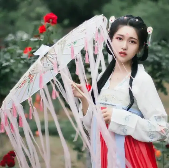 Новый бамбуковый бумажный Зонт с масляным покрытием женский зонтик Hanfu