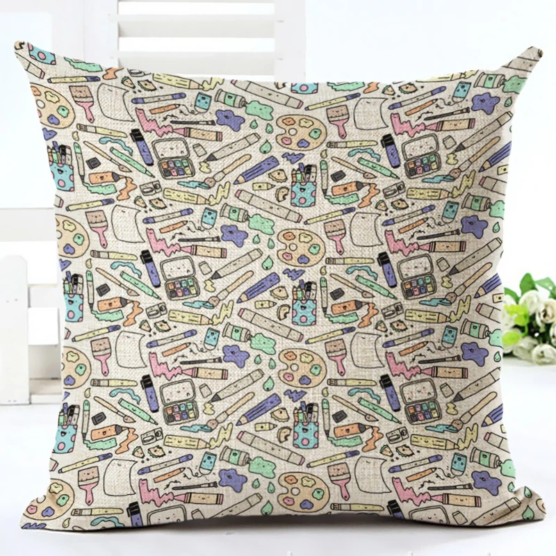 Хлопчатобумажная льняная наволочка для декоративных подушек с мультяшным