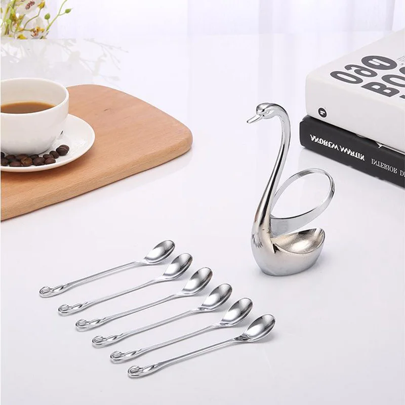 SwanBase вилки и чайные ложки держатель наборы из нержавеющей стали салат Десертные