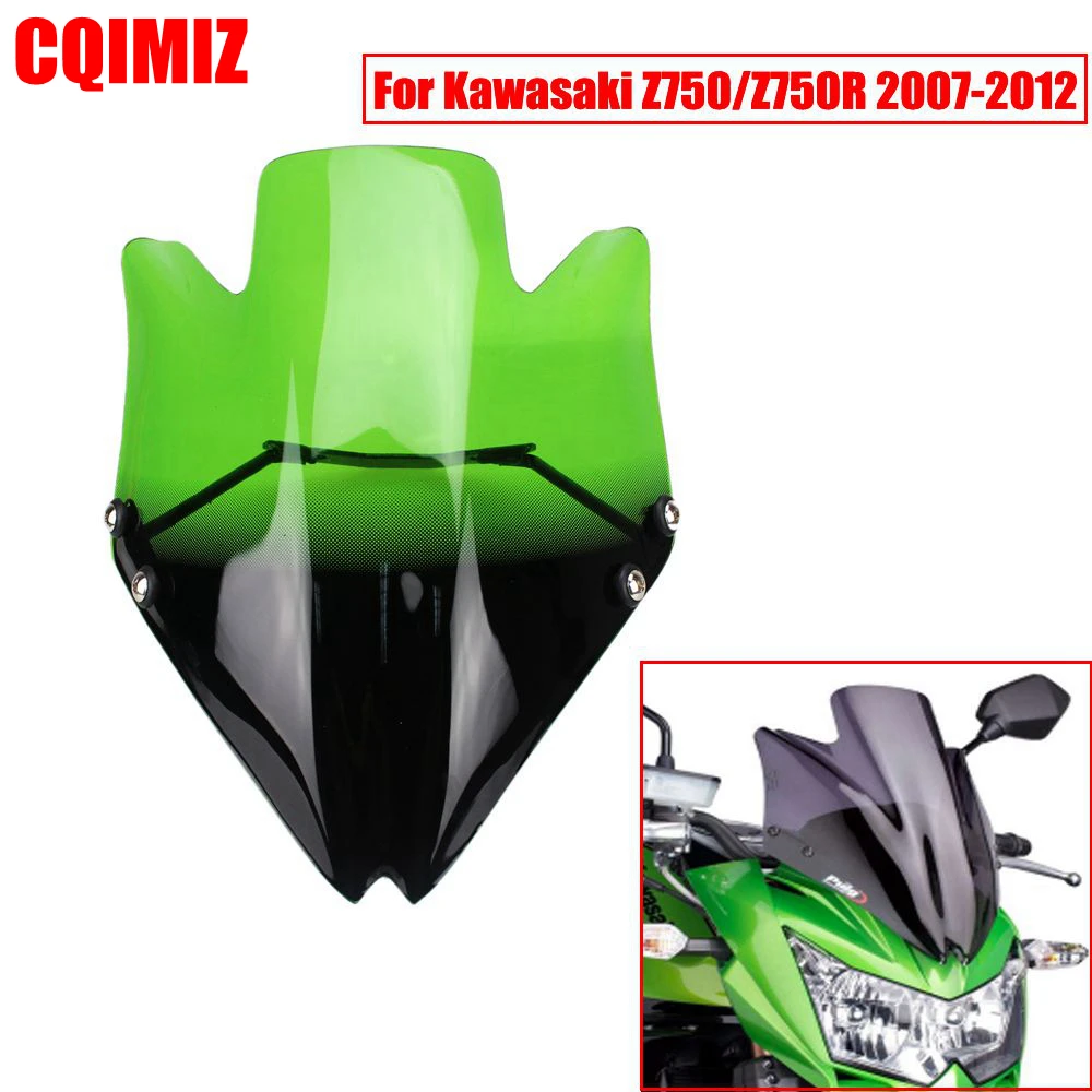 Лобовое стекло мотоцикла для Kawasaki Z750 Z750R 2007 2012 черный ветровой отражатель 4 вида