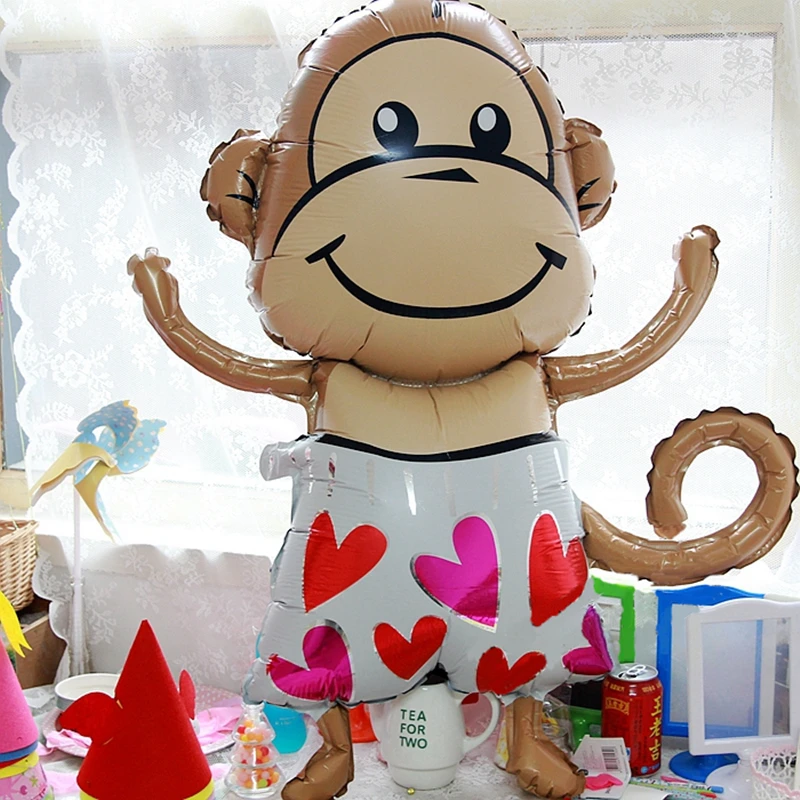 Гигантский счастливый обезьянка гелиевый воздушный шар букет джунглей Животное