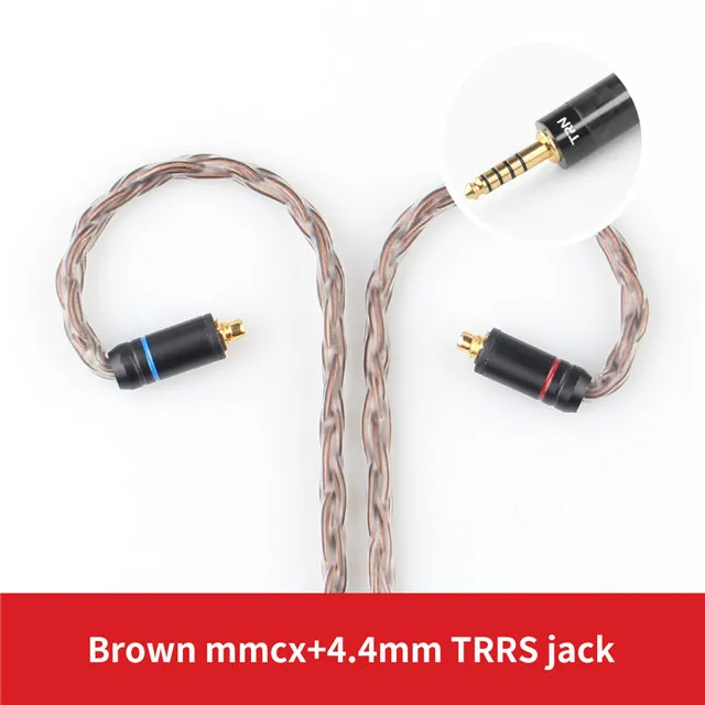 brown 4.4mm mmcx TRN T2 16 Core посеребренный HIFI кабель обновления 3,5/2,5 мм разъем MMCX/2Pin разъем для V80 V10 V30 A10 C10 C16 IE80 как QUEEN P1 - Цвет: brown 4.4mm mmcx