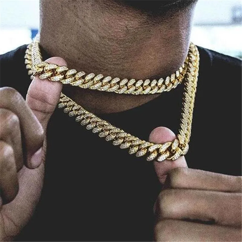 Iced Out, полностью Стразы, кантри, кубинская цепочка, ожерелье, золото, проложили CZ, шикарное ожерелье s для мужчин, хип-хоп ювелирное изделие