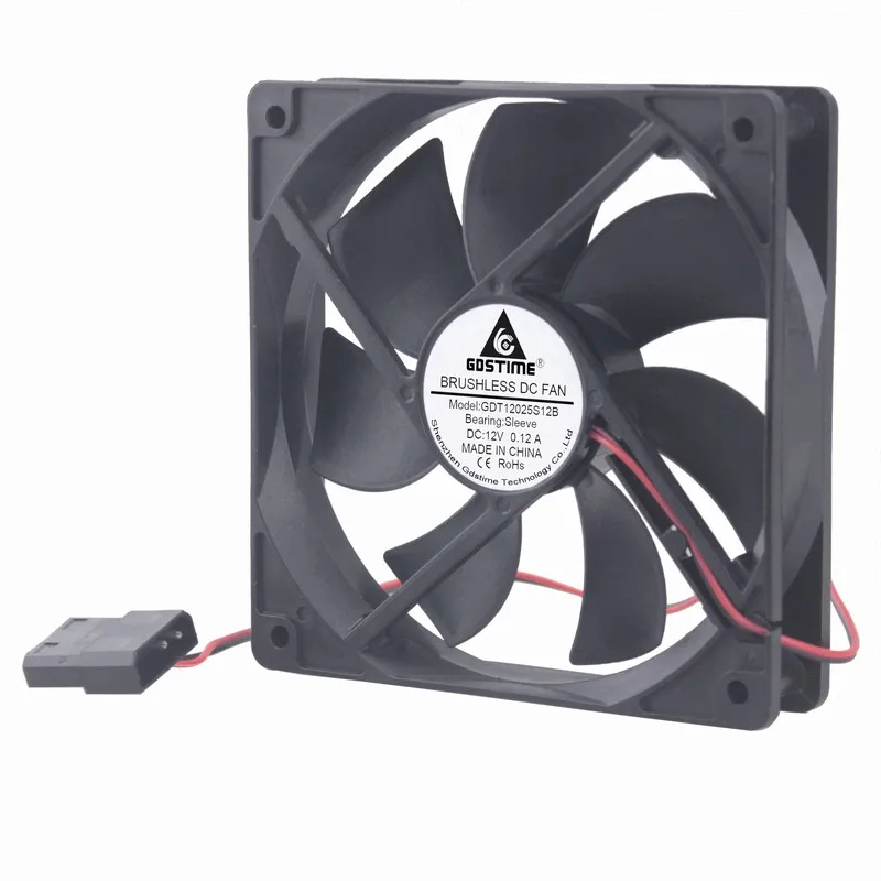 

1 pcs Gdstime 4Pin 5 inches 120x120x25mm 12V Mute Plastic Brushless Computer DC Cooling Fan 120mm x 25mm 12025 Two Wires