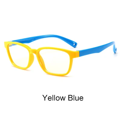 Yellow Blue Ralferty, Детские квадратные очки, анти-синие блокирующие компьютерные очки, оправа для детей, для мальчиков и девочек, TR90, гибкие оправы для очков A008 - Цвет оправы: Yellow Blue