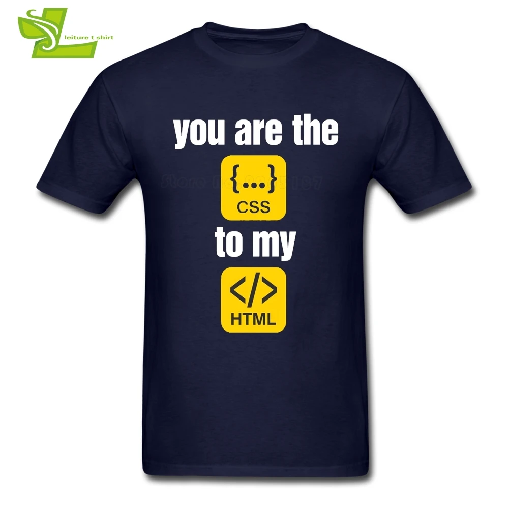Мужская футболка с коротким рукавом круглым вырезом и принтом You Are The Css To My Html |