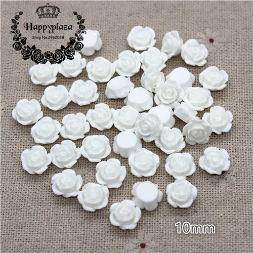 white 100pcs 100 шт 10 мм Разноцветные милые цветы из полимера, розы с плоским основанием Кабошон DIY Ювелирные изделия/ремесло украшения - Цвет: white 100pcs