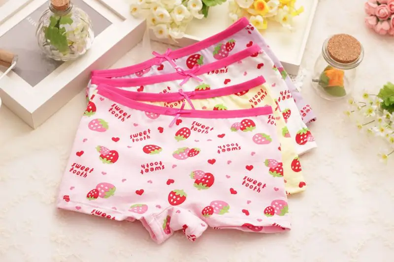 12 шт./лот 100% хлопок нижнее белье с рисунком для девочек цветные детские трусы