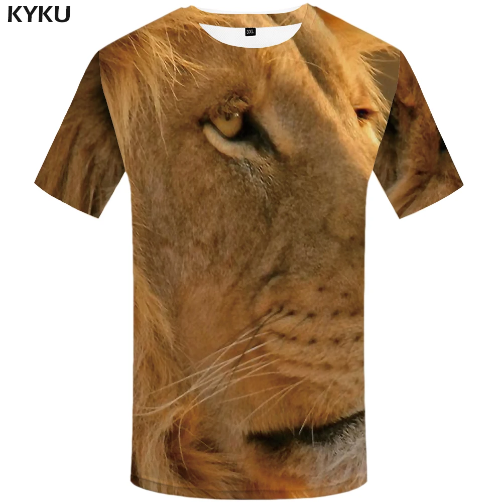 Футболка KYKU Lion 3d с принтом в виде животных Забавные футболки для мужчин Топы И