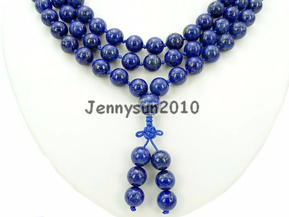 

Natural Lapis Lazuli 10mm Gems Stone Buddhist 108 Beads Prayer Mala Knot Necklace Multi-Purpose 5Strands/Pack