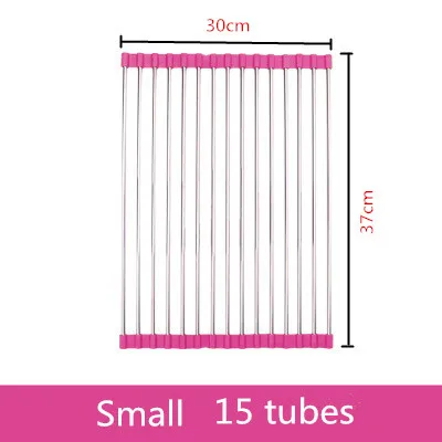 Small 15 tubes red Кухонный слив, сушилка для посуды, органайзер для раковины, держатель для полки, складное хранение, кухонные принадлежности, фруктовое блюдо для овощей, сушилка - Цвет: Small 15 tubes red