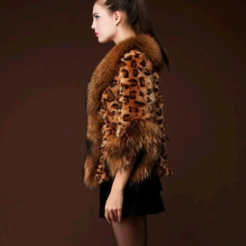 2018 Новинка Зима Осень женское леопардовое меховое пальто Женская куртка из