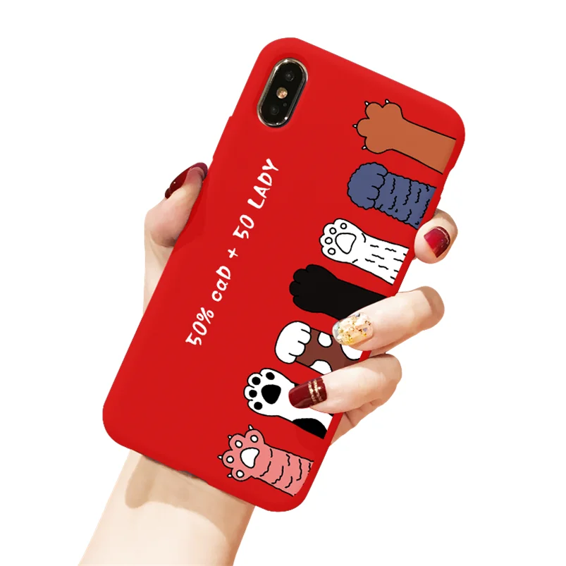 Цветной чехол для телефона для iPhone 11 Pro XS Max XR X 8 7 6 6S Plus 5 5S SE роскошный мягкий ТПУ задняя крышка красный чехол для iPhone X чехол - Цвет: Kho3-7maozhua