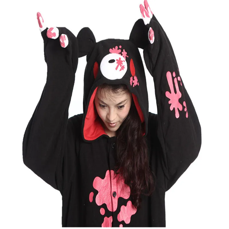 Флисовый черный костюм с героями мультфильмов жестокий Медведь Комбинезон