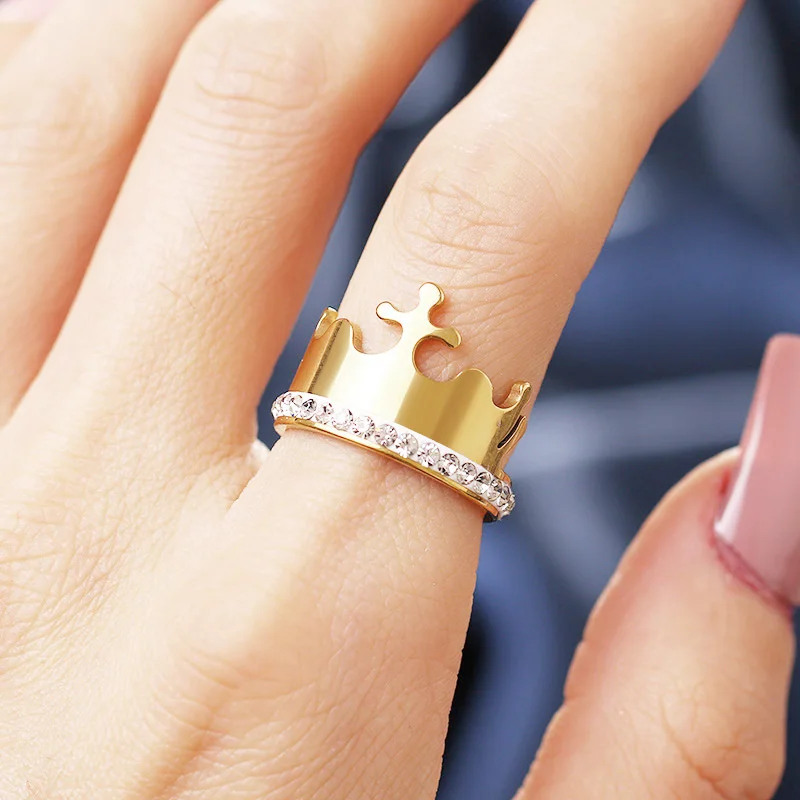 Woiwoi кольца из нержавеющей стали золотого цвета Anillo США Европейский стиль модная