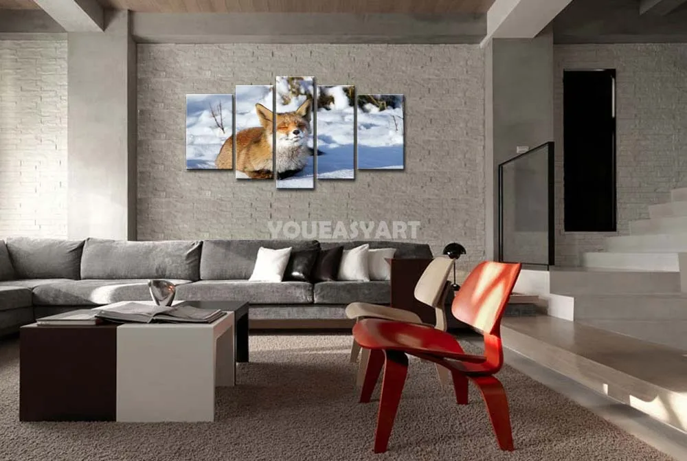 3 Piece Painting On Canvas Wall Art Fox Sunbath Pictures Print Animal The Picture Decor Oil For Home Decoration | Дом и сад