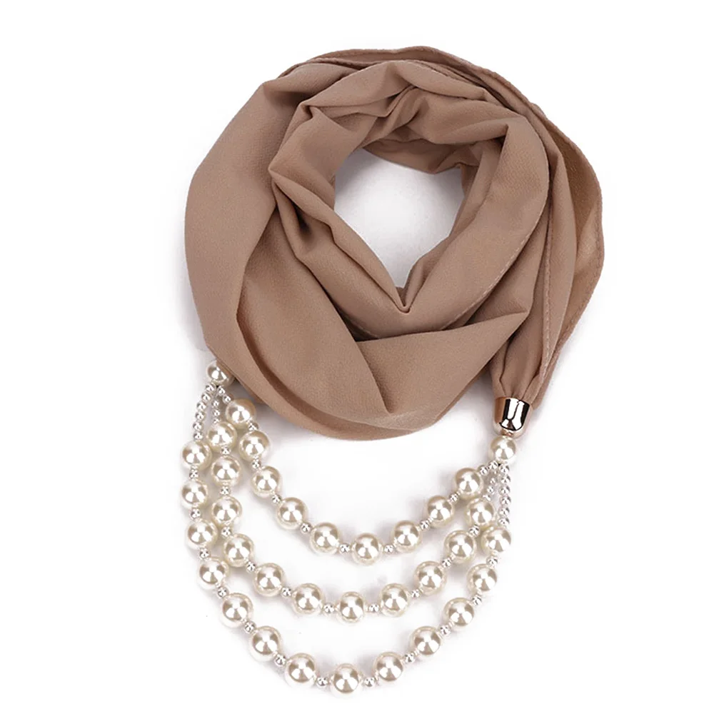 Модный шарф ожерелье женские шарфы весна осень женская шифоновая бусина