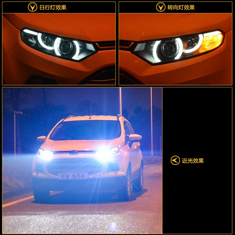 АКД стайлинга автомобилей фар сборки для Форд Ecosport светодиодный фар Sonar светодиодный DRL H7 D2H Hid вариант Ангел глаз би ксенон луч
