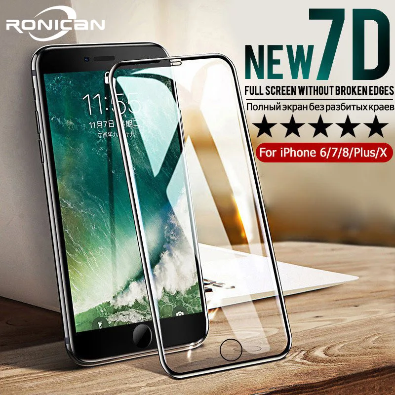 Новинка 7D закаленное стекло из алюминиевого сплава для iPhone 6 6S 7 8 Plus защитная пленка на весь экран для iPhone X 8 7 6 5 SE 5 S стекло