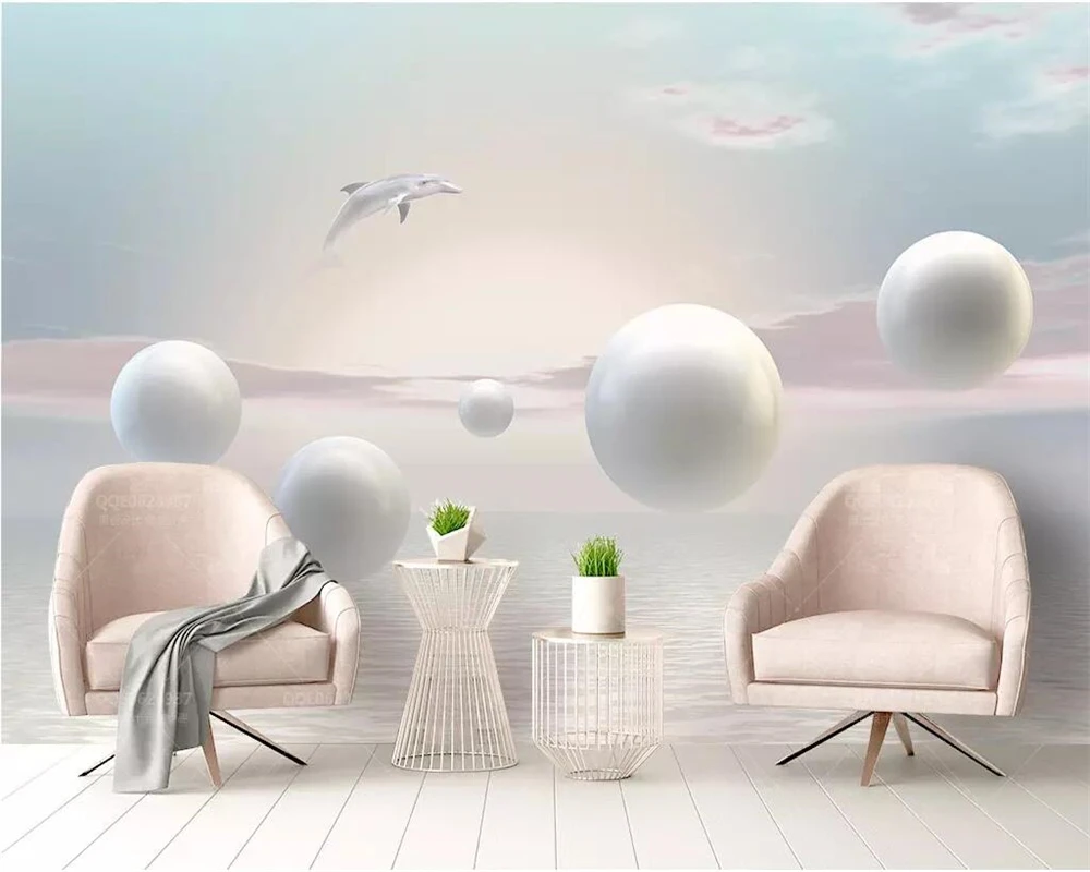 Пользовательские обои beibehang 3d фотообои облако море небо дельфин стерео шар