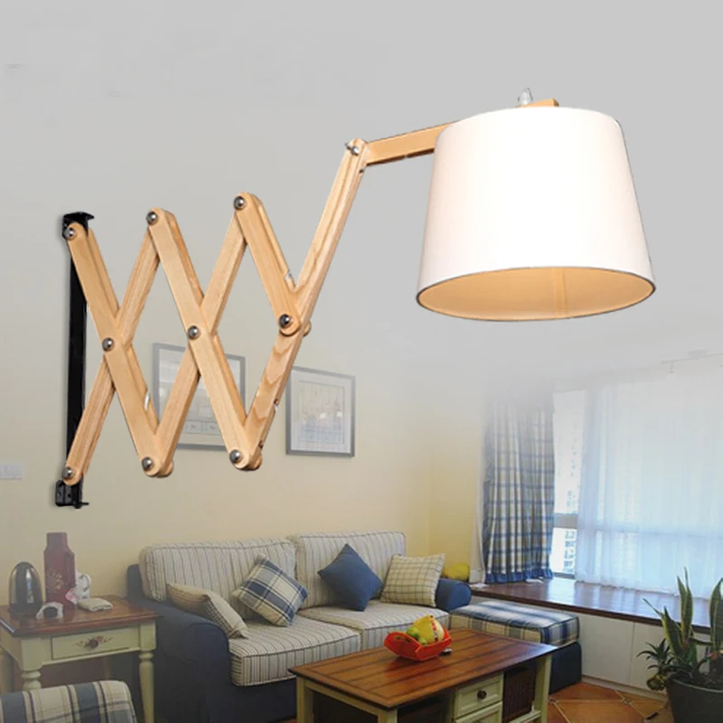 Скандинавская квартира Dec деревянная Выдвижная настенная лампа Креативный
