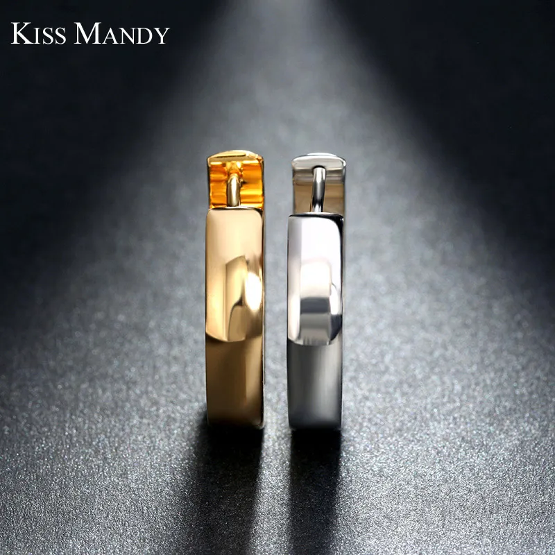 Женские золотистые серьги кольца KISS MANDY из нержавеющей стали 316L высокого